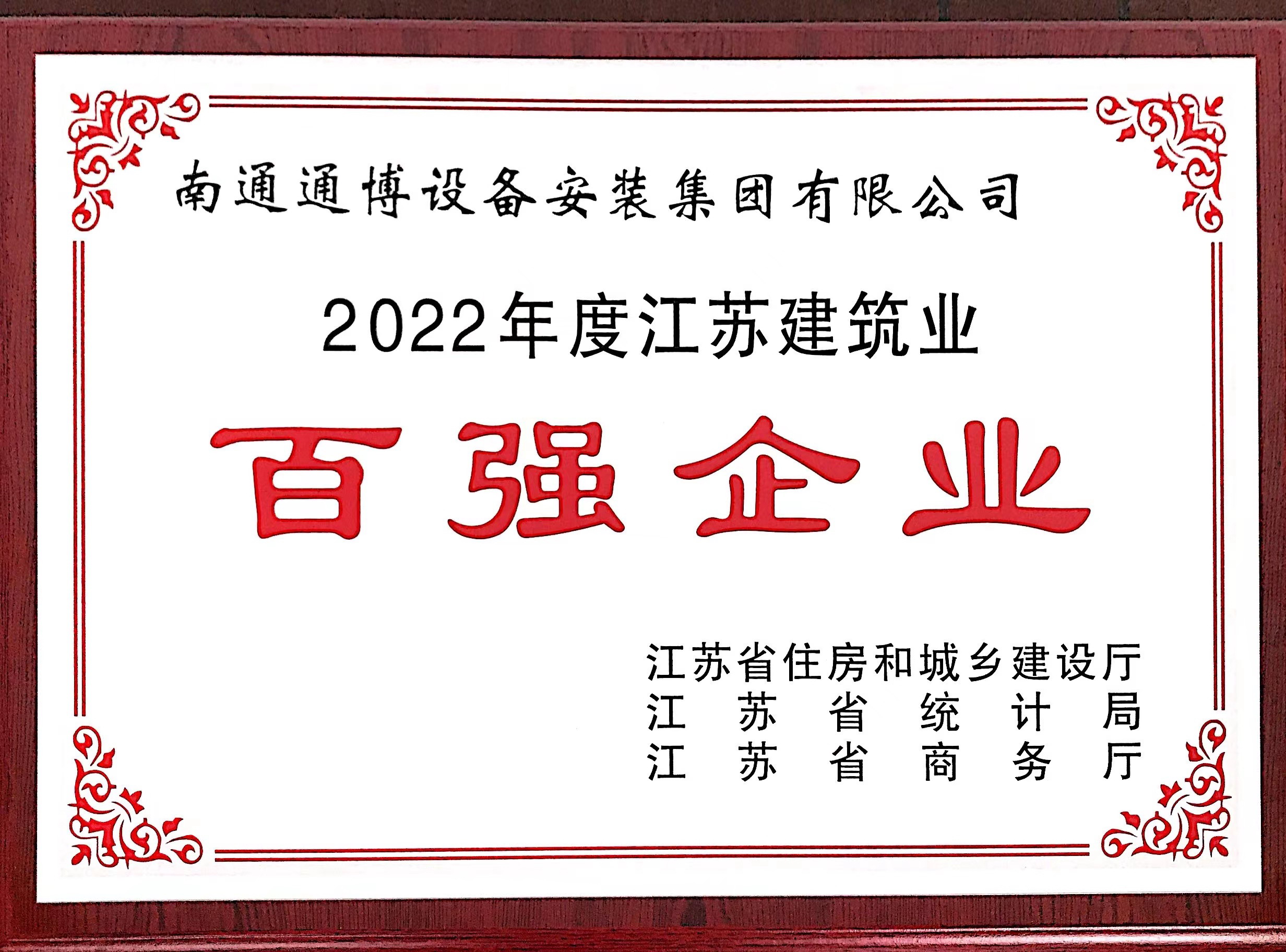 2022年江蘇省百強(qiáng)企業(yè) 獎(jiǎng)牌
